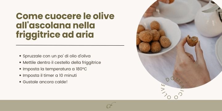 procedimento di cottura olive ascolana friggitrice aria